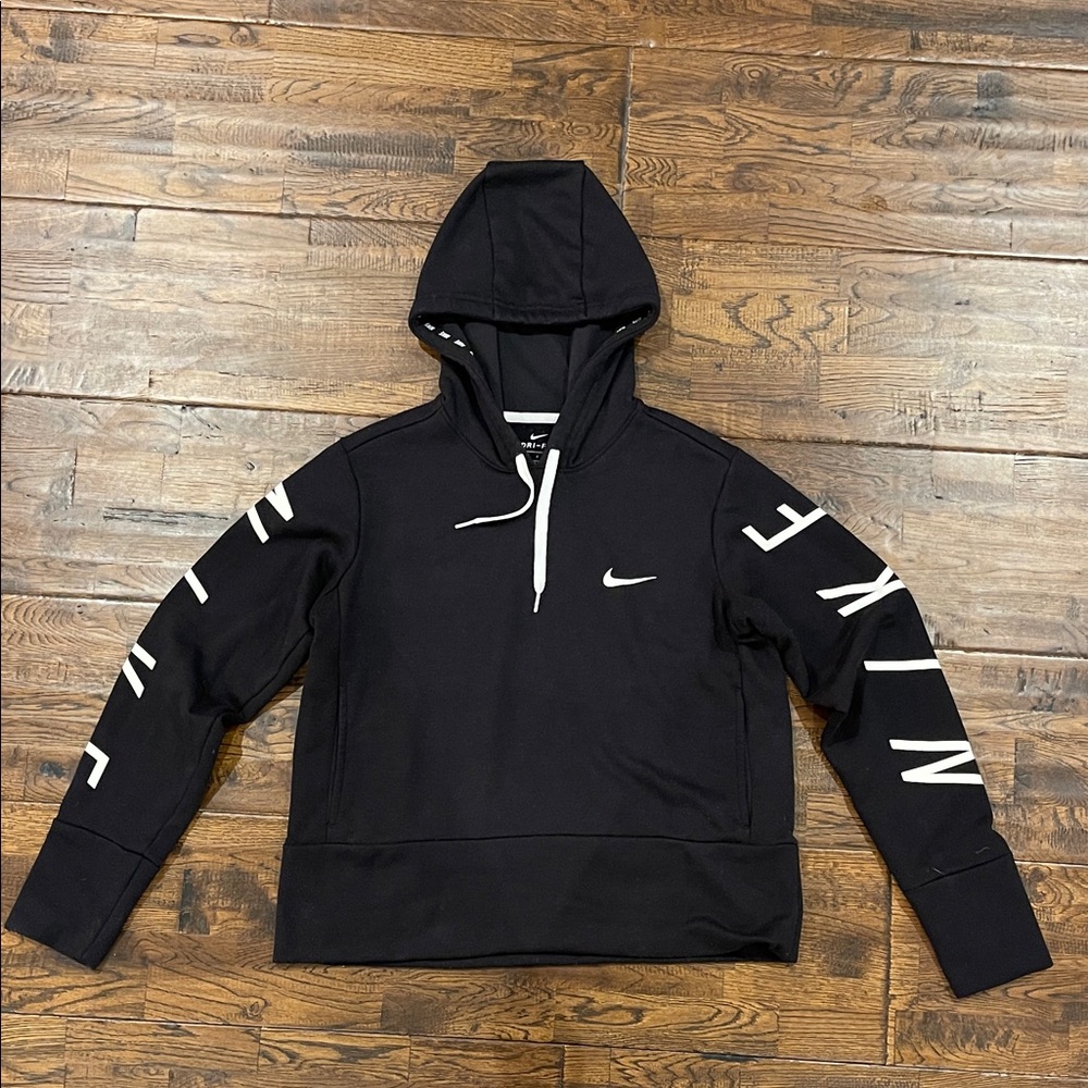 Nike Men's Black Hoodie with White Accents
